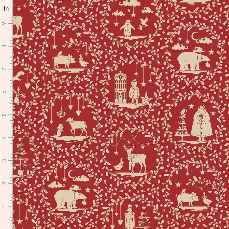 Merry Little Christmas Burgundy Paperscenes Yardage by Tilda for Tilda Fabrics