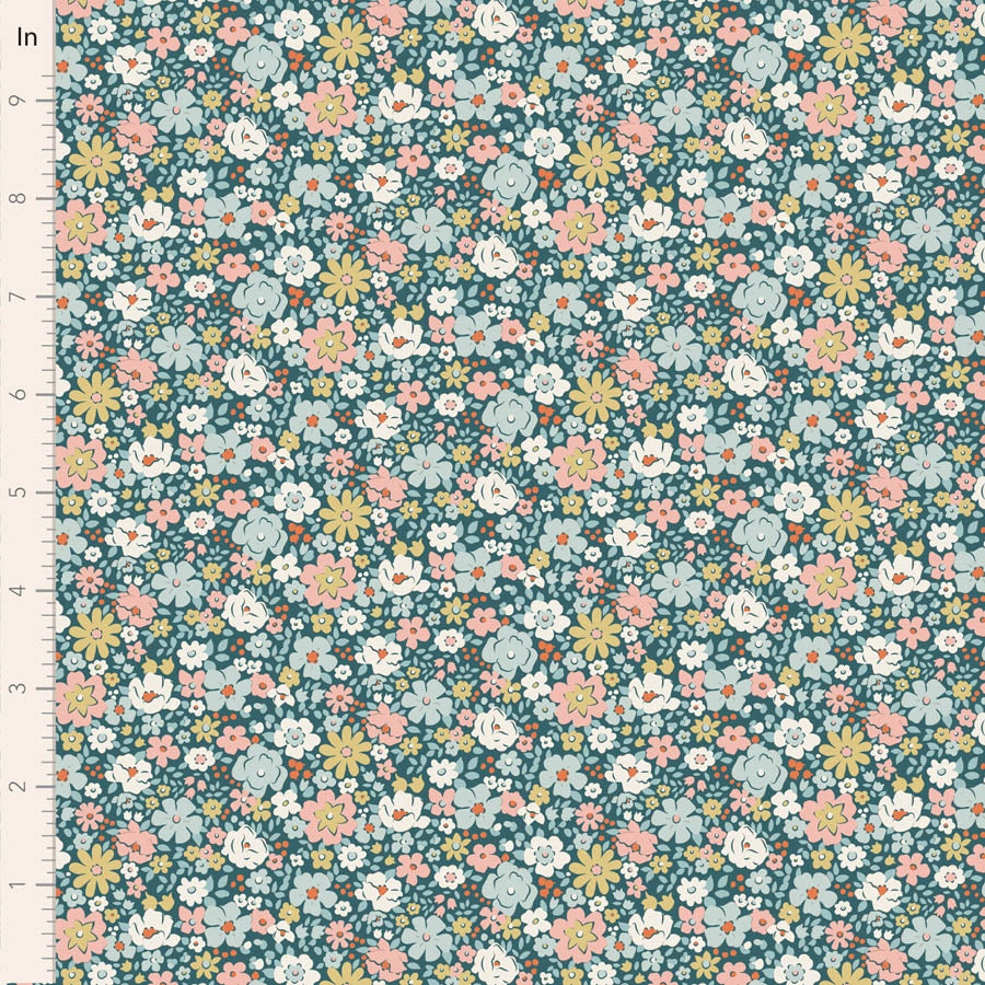 Village Life Petrol Esther Yardage by Tilda for Tilda Fabrics