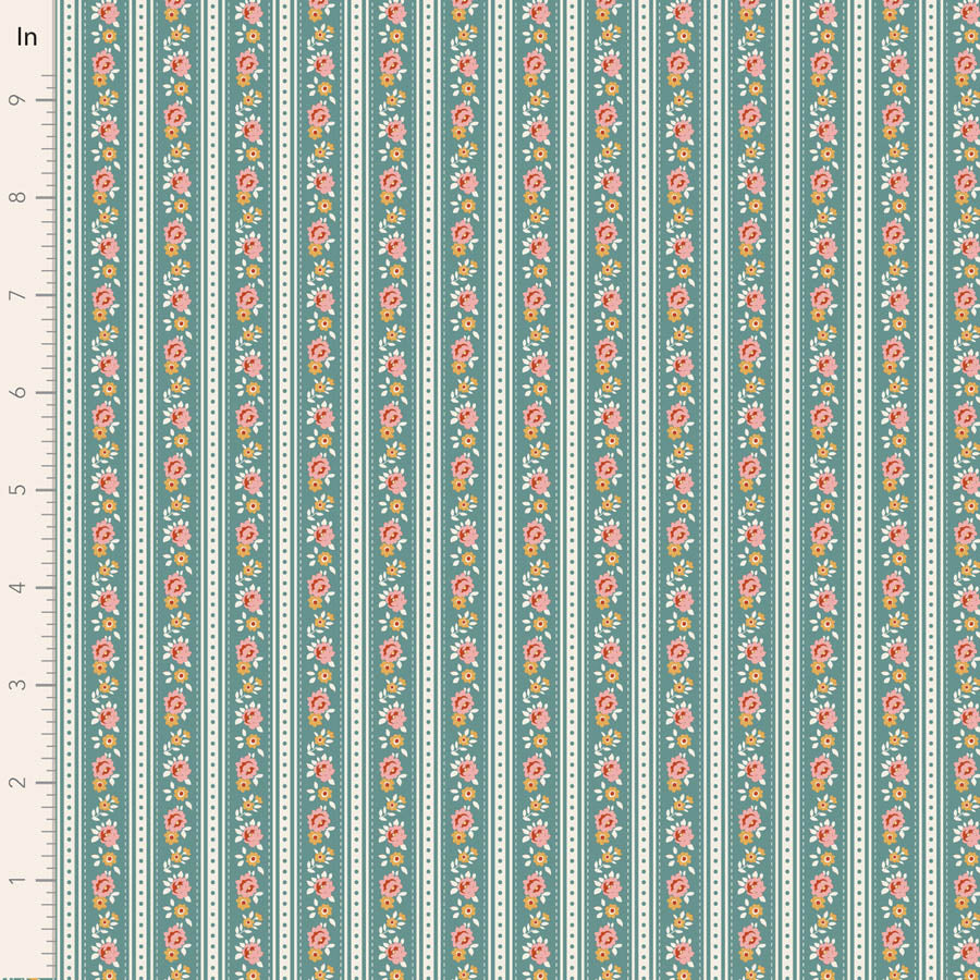 Village Life Teal Agnes Yardage by Tilda for Tilda Fabrics