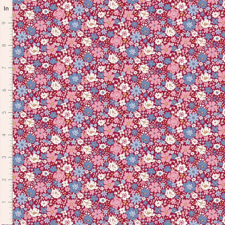 Village Life Burgundy Esther Yardage by Tilda for Tilda Fabrics