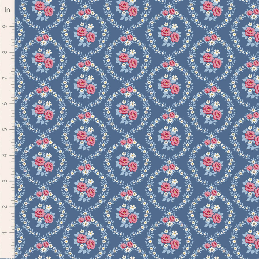 Village Life Blue Mable Yardage by Tilda for Tilda Fabrics