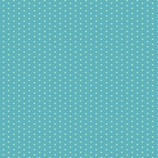 Mini Heart Light Teal Yardage by Andover Fabrics for Andover Fabrics