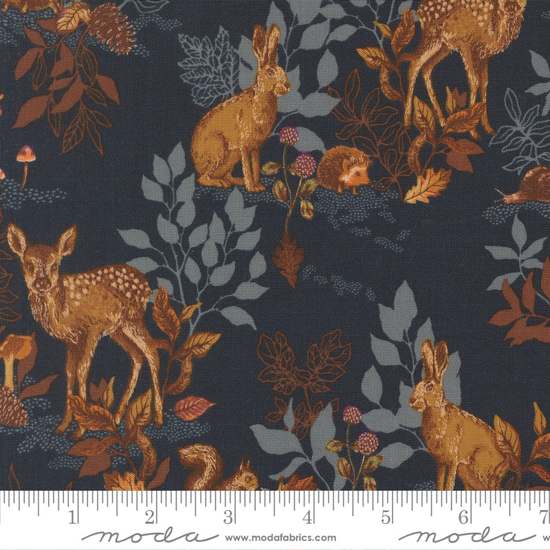 Autumn Forest Midnight Woodland Animals Yardage by Linn Warme for Moda Fabrics