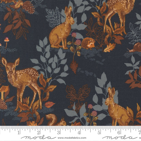 Autumn Forest Midnight Woodland Animals Yardage by Linn Warme for Moda Fabrics