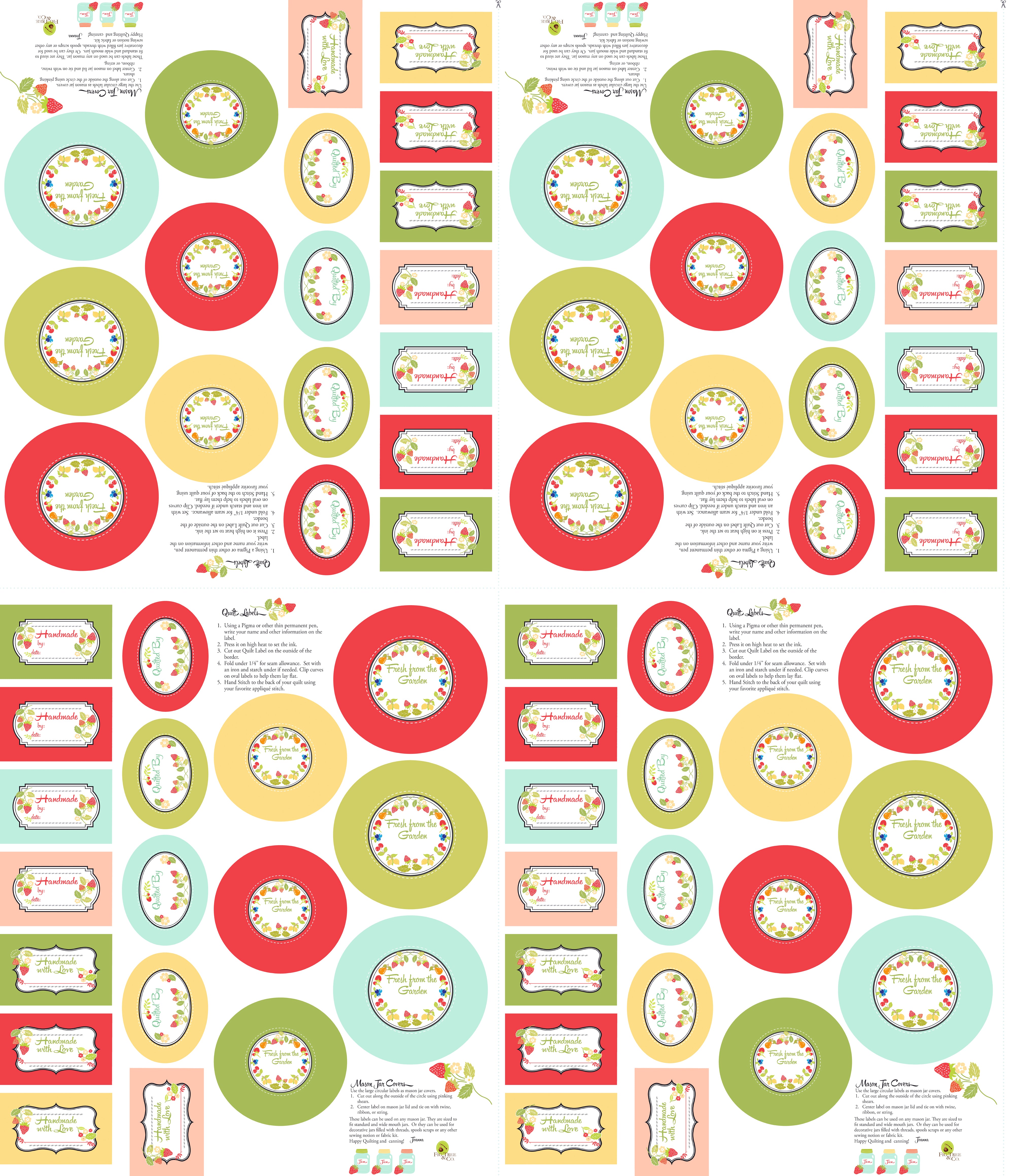 Jelly & Jam Homemade Labels Repeat Panel by Fig Tree & Co. for Moda Fabrics