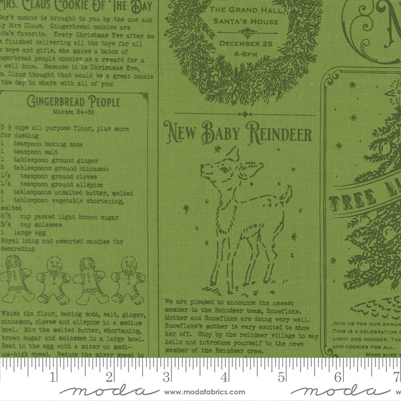 Holiday Cheer Mistletoe North Pole News Yardage by Stacy Iest Hsu for Moda Fabrics