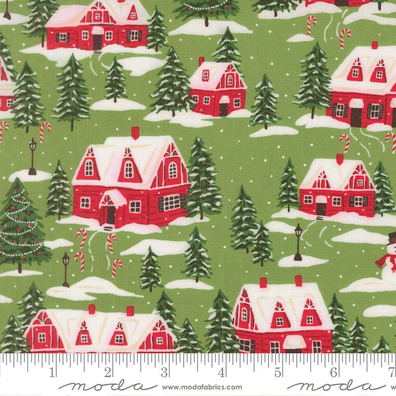 Holiday Cheer Mistletoe Cardinals Village Yardage by Stacy Iest Hsu for Moda Fabrics