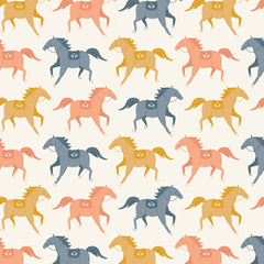 Petals and Pony Luck Natural Canter Yardage by Softly Studio for Cloud9 Fabrics