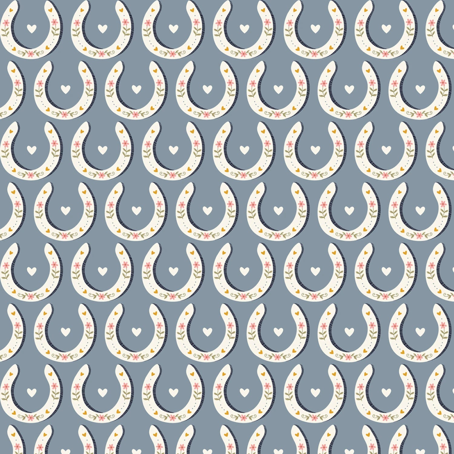 Petals and Pony Luck Blue Petals and Pony Luck Yardage by Softly Studio for Cloud9 Fabrics