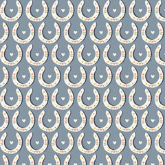 Petals and Pony Luck Blue Petals and Pony Luck Yardage by Softly Studio for Cloud9 Fabrics