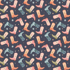 Petals and Pony Luck Navy Cowgirl Kicks Yardage by Softly Studio for Cloud9 Fabrics