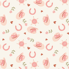 Petals and Pony Luck Pink Rodeo Romance Yardage by Softly Studio for Cloud9 Fabrics