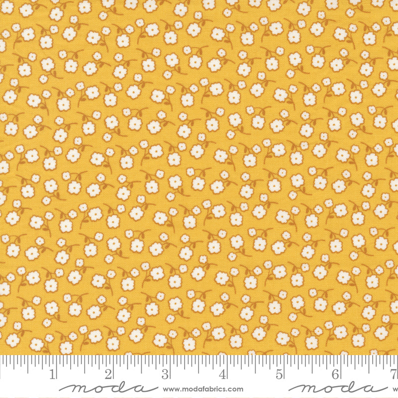 BOLT END 36" Zinnia Saffron Sunny Flowers Yardage by April Rosenthal for Moda Fabrics