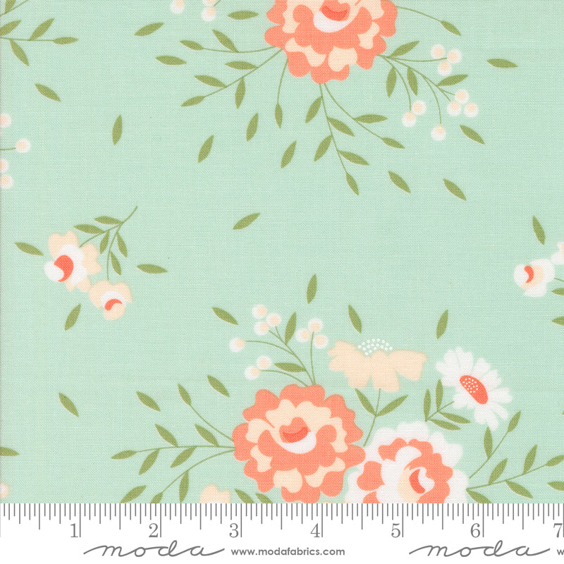 Abloom Robins Egg Springtime Rose Yardage by Corey Yoder for Moda Fabrics