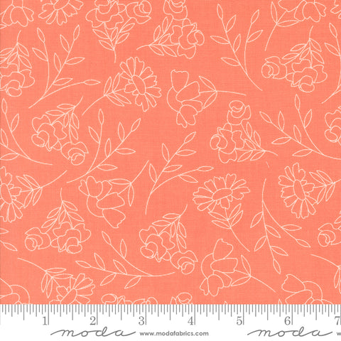 Abloom Coral Spring Sketch Yardage by Corey Yoder for Moda Fabrics