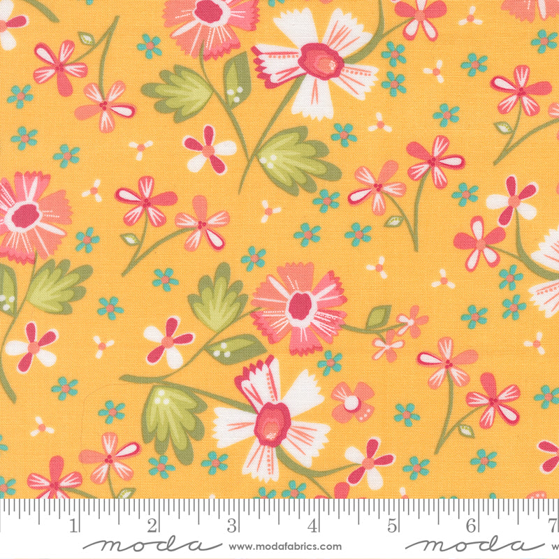 In The Garden Goldenrod Garden Flowers Yardage by Corey Yoder for Moda Fabrics