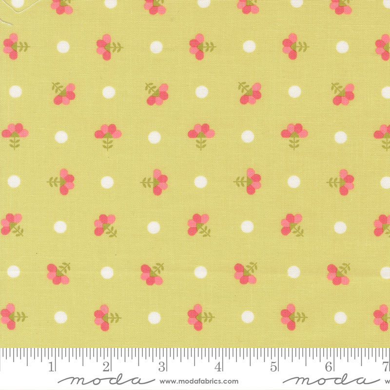 In The Garden Light Lime Dotted Sprig Yardage by Corey Yoder for Moda Fabrics