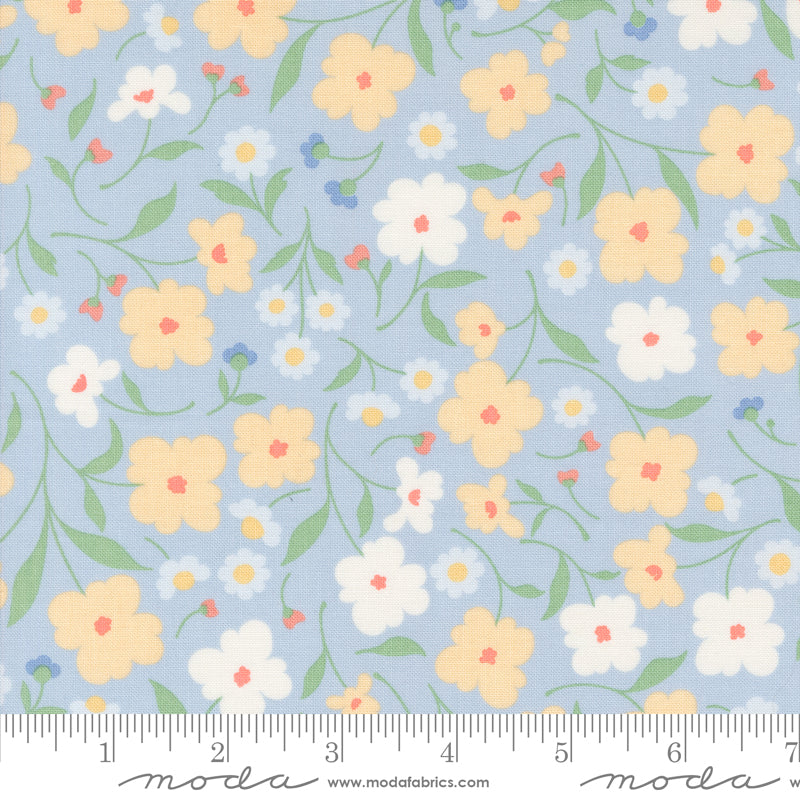 Cottage Charm Powder Blue Wallpaper Florals Yardage by Heather Briggs for Moda Fabrics