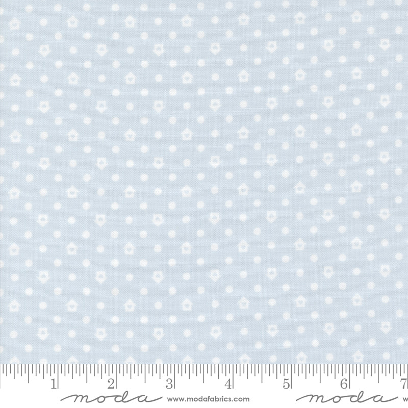 Cottage Charm Light Blue Dots Houses Yardage by Heather Briggs for Moda Fabrics