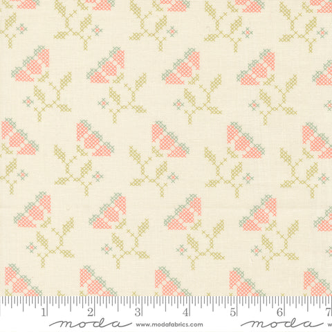Sunbonnet Porcelain Blooming Stitches Yardage by Heather Briggs for Moda Fabrics