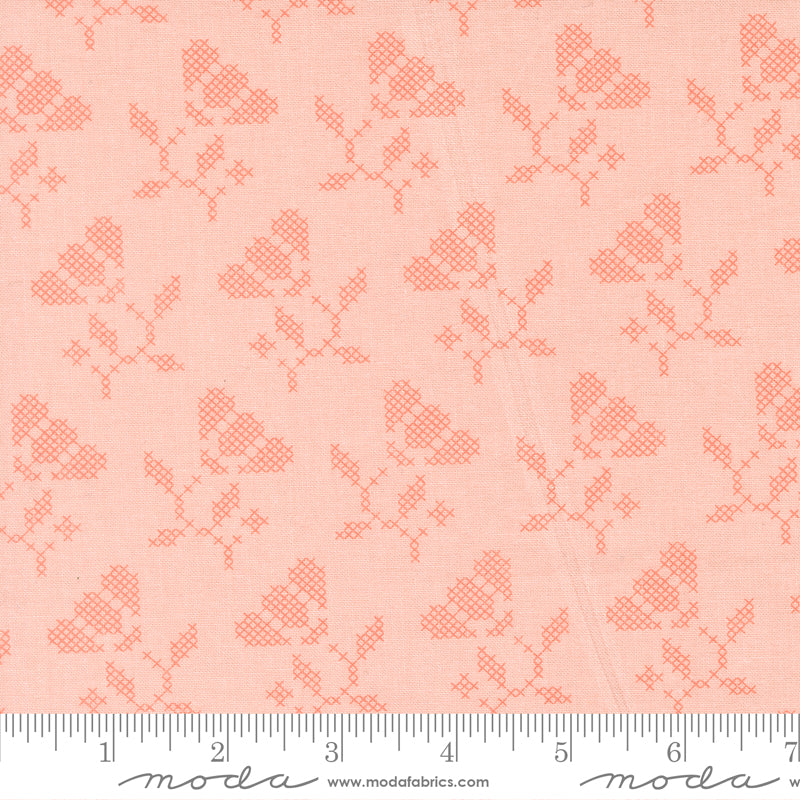 Sunbonnet Pink Blooming Stitches Yardage by Heather Briggs for Moda Fabrics