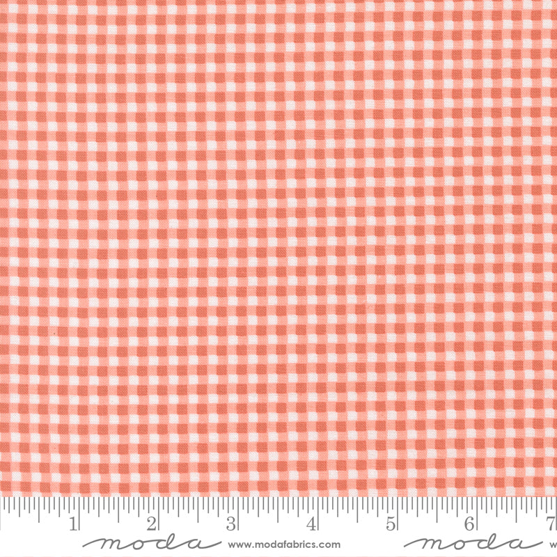 Sunbonnet Coral Mini Gingham Yardage by Heather Briggs for Moda Fabrics