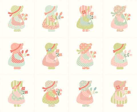 Sunbonnet Porcelain Sunbonnet Sue Applique Panel by Heather Briggs for Moda Fabrics