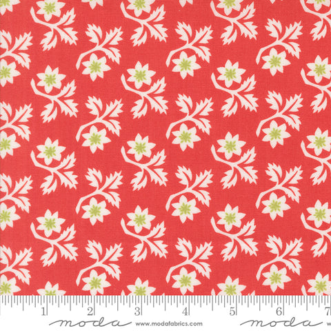 Buon Natale Poinsettia Woodcut Christmas Flower Yardage by Fig Tree & Co. for Moda Fabrics