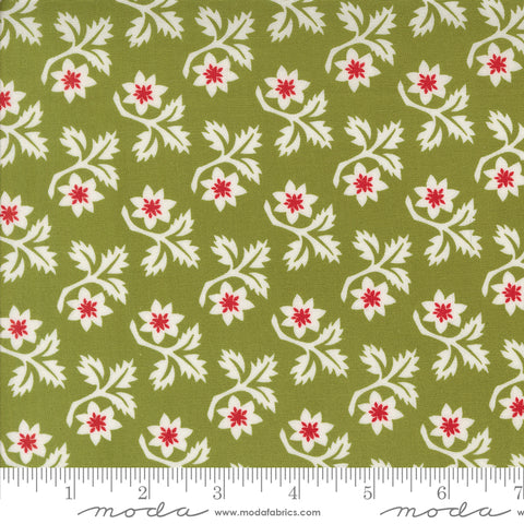 Buon Natale Pine Woodcut Christmas Flower Yardage by Fig Tree & Co. for Moda Fabrics