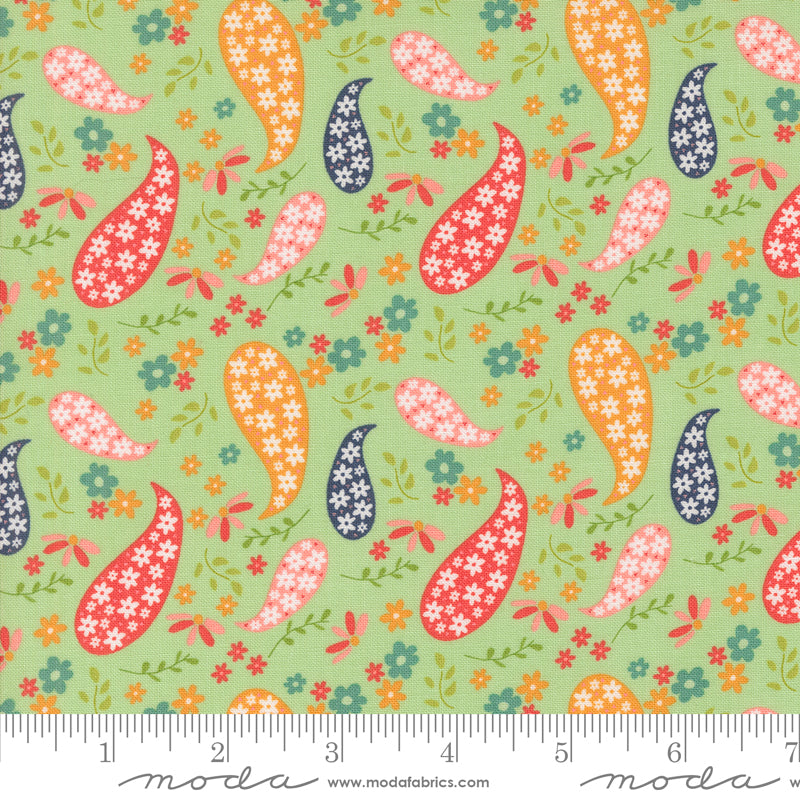 Raspberry Summer Mint Paisley Yardage by Sherri & Chelsi for Moda Fabrics