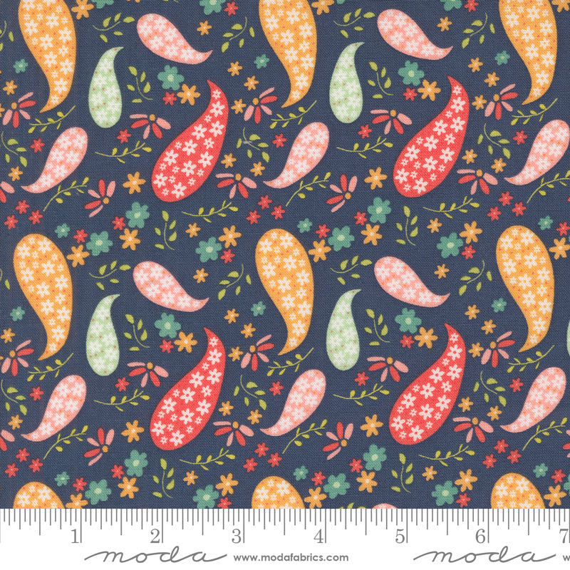 Raspberry Summer Blueberry Paisley Yardage by Sherri & Chelsi for Moda Fabrics