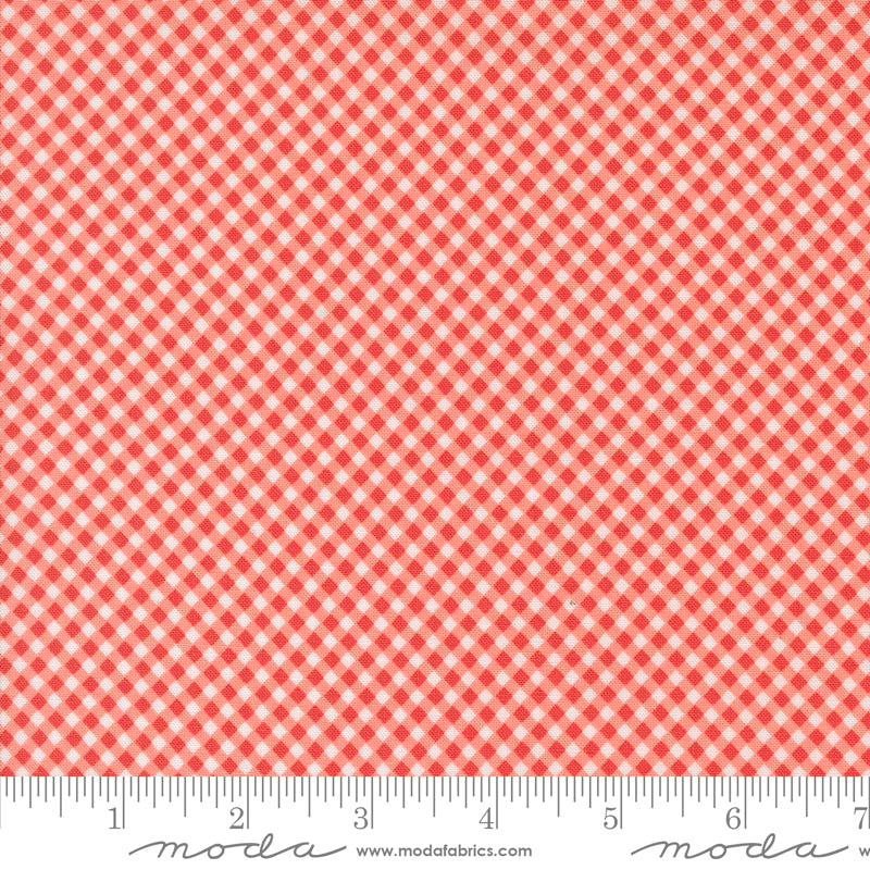 Raspberry Summer Carnation Gingham Yardage by Sherri & Chelsi for Moda Fabrics