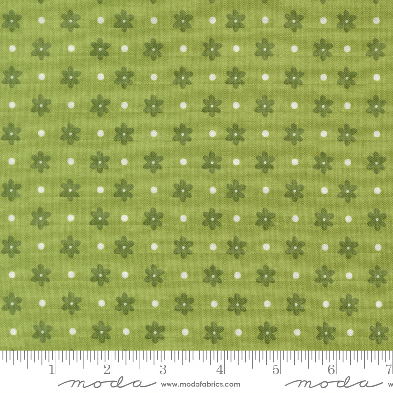 Poinsettia & Pear Fresh Grass Daisy Dot Yardage by Sherri & Chelsi for Moda Fabrics