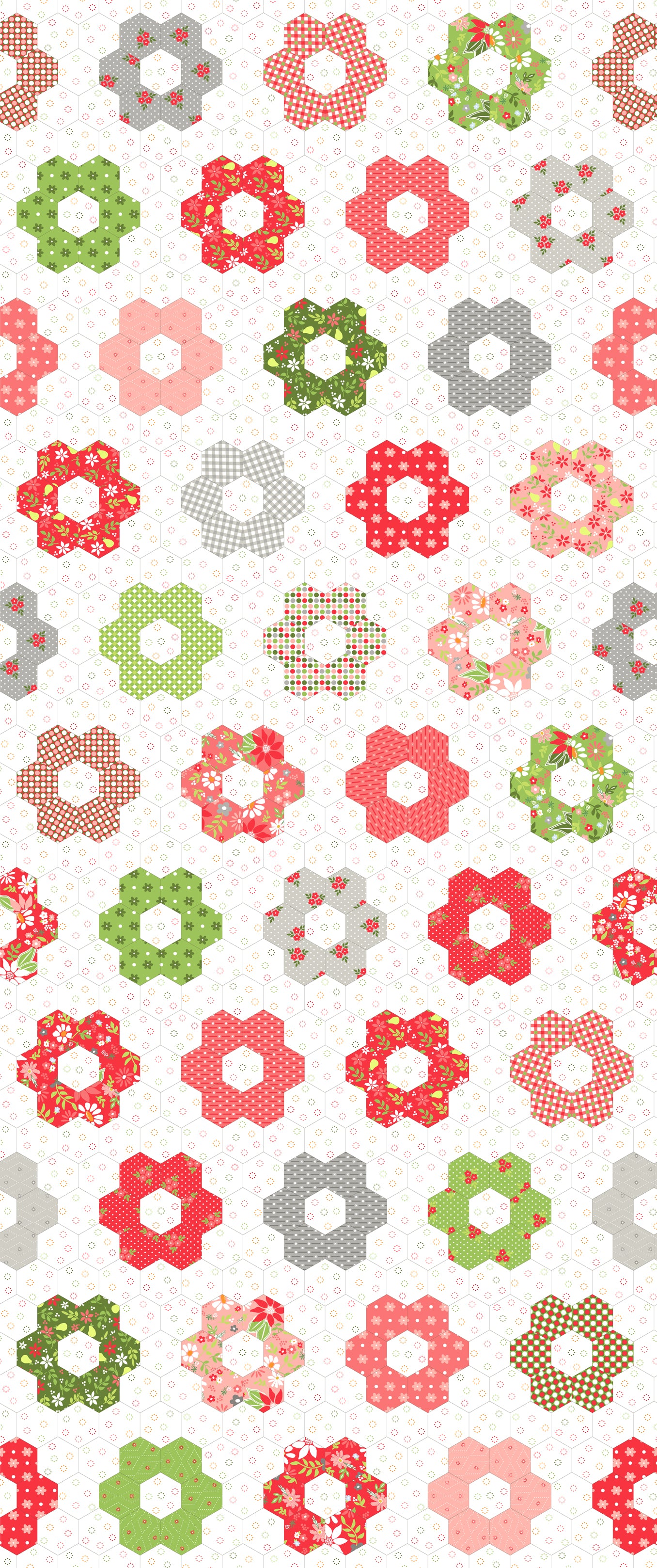 Poinsettia & Pear Cloud Hexie Cheater 60" Yardage by Sherri & Chelsi for Moda Fabrics