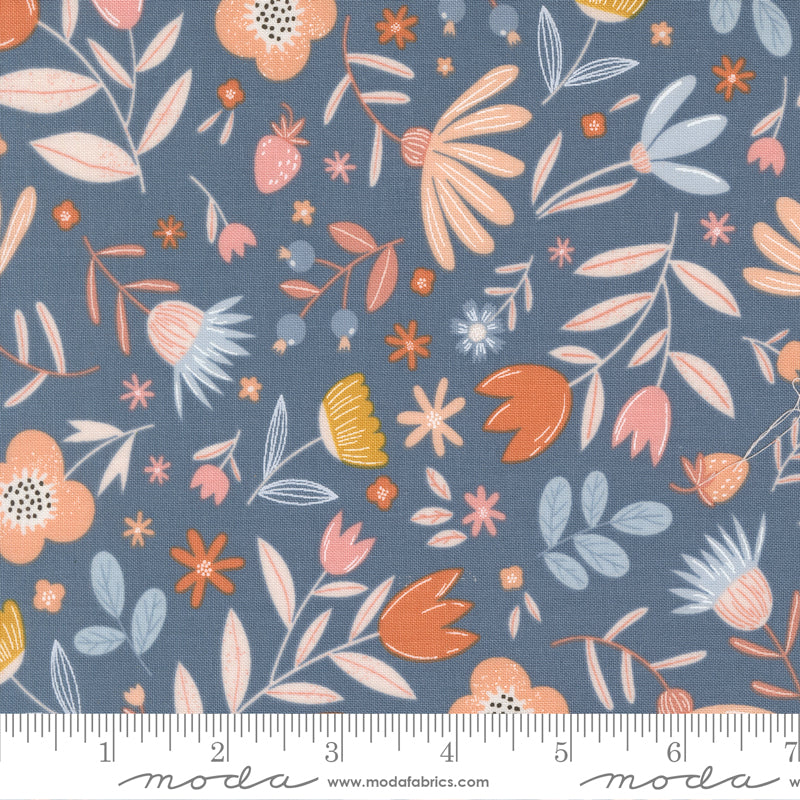Blossoms & Blooms Denim Flowers Yardage by Elena Amo for Moda Fabrics