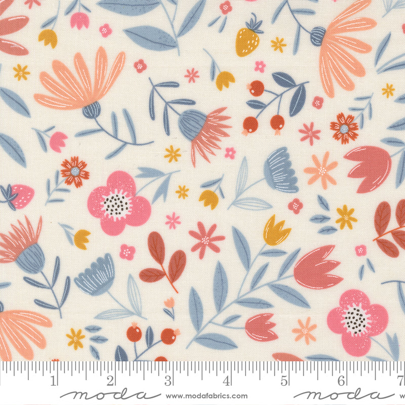 Blossoms & Blooms Pearl Flowers Yardage by Elena Amo for Moda Fabrics