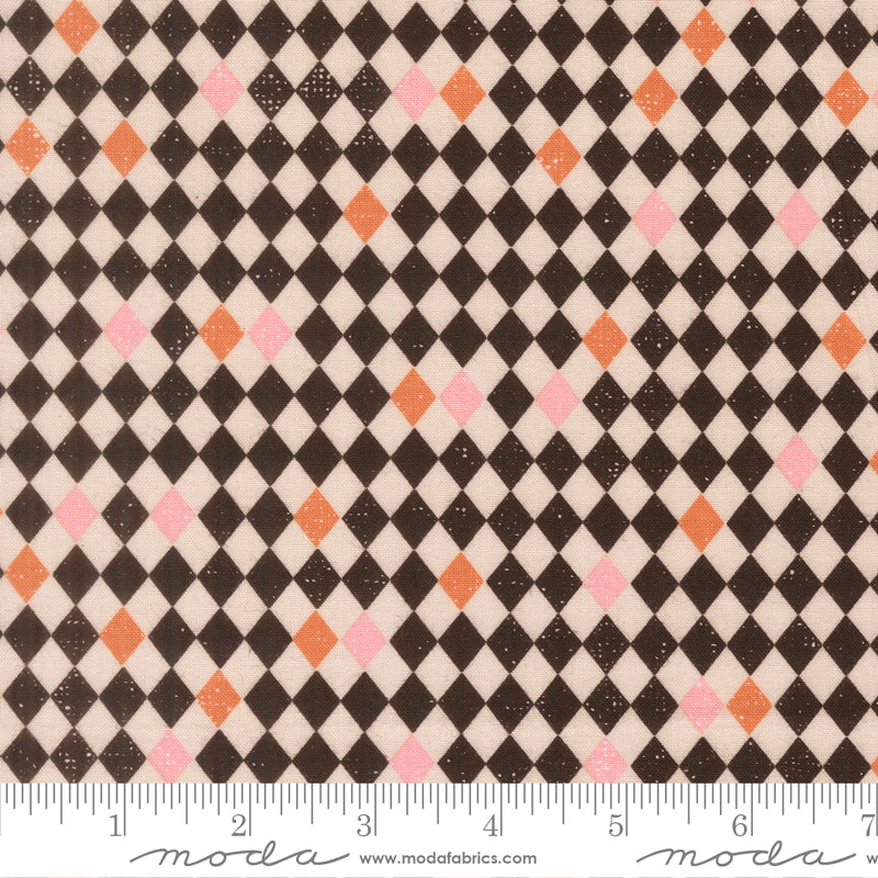 Purrs & Boos Black Cat Harlequin Diamonds Yardage by Elena Amo for Moda Fabrics