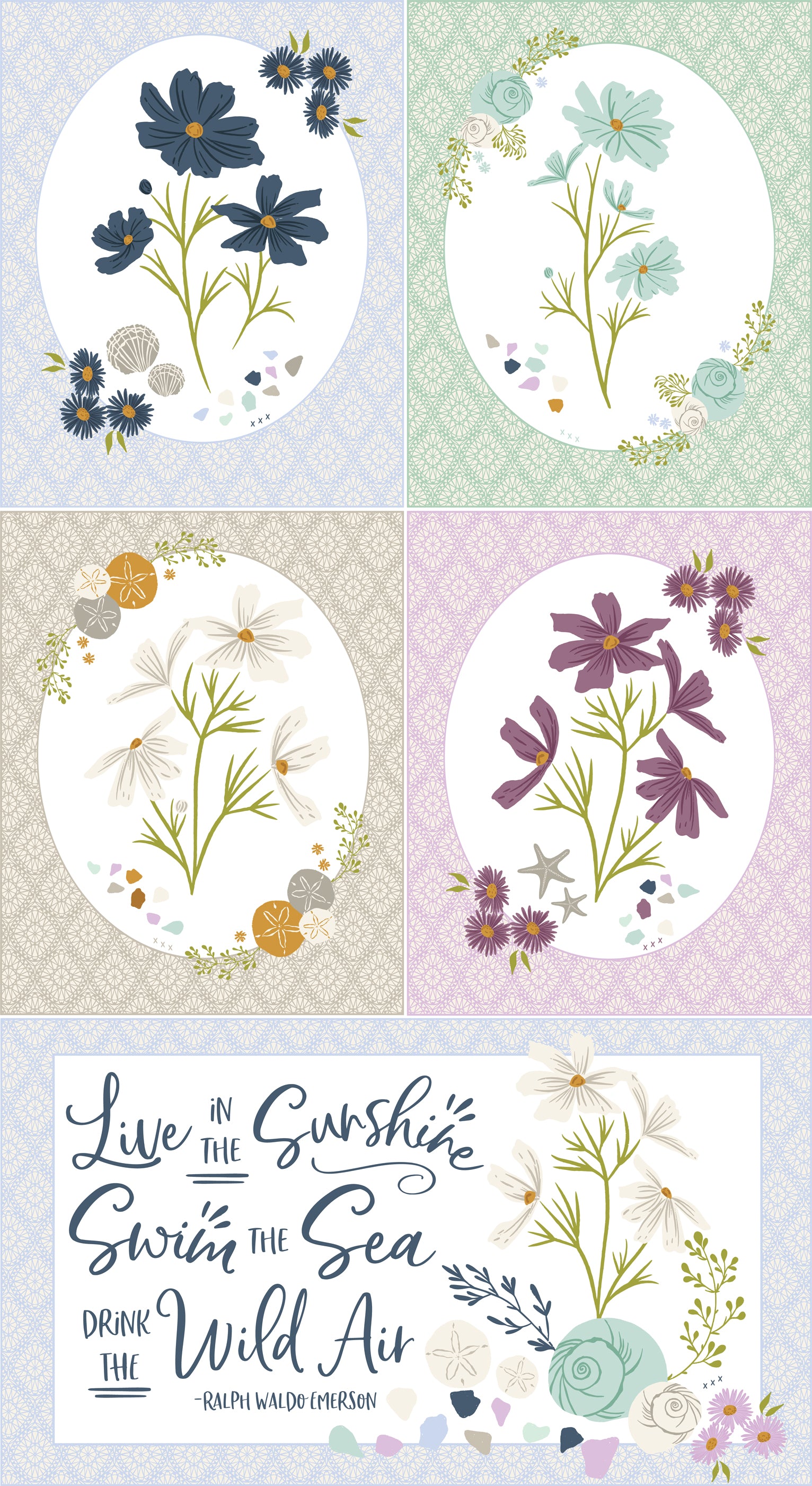 Seaglass Summer Oyster Panel by Sweetfire Road for Moda Fabrics