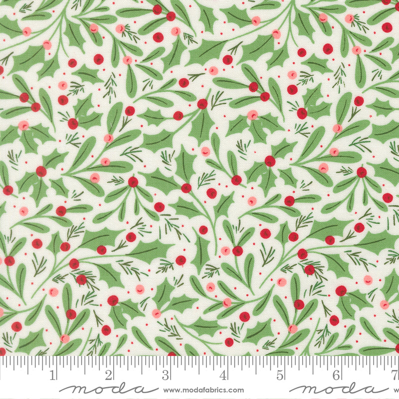 Merrily On High Snow Winter Berries Yardage by Sweetfire Road for Moda Fabrics