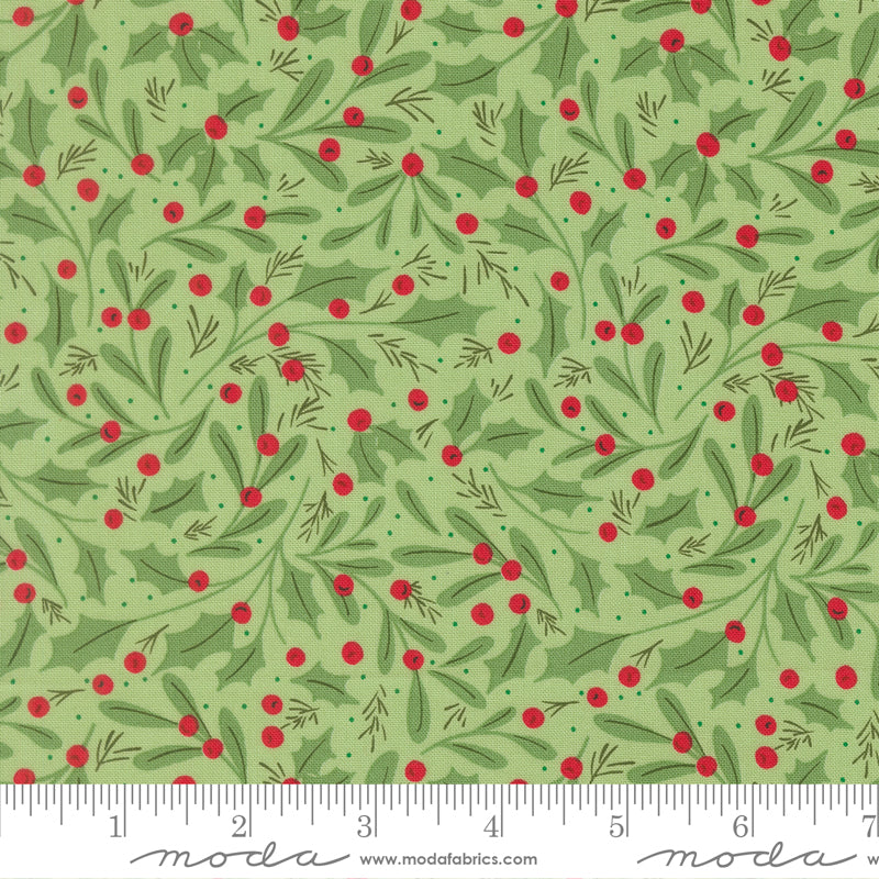 Merrily On High Evergreen Winter Berries Yardage by Sweetfire Road for Moda Fabrics