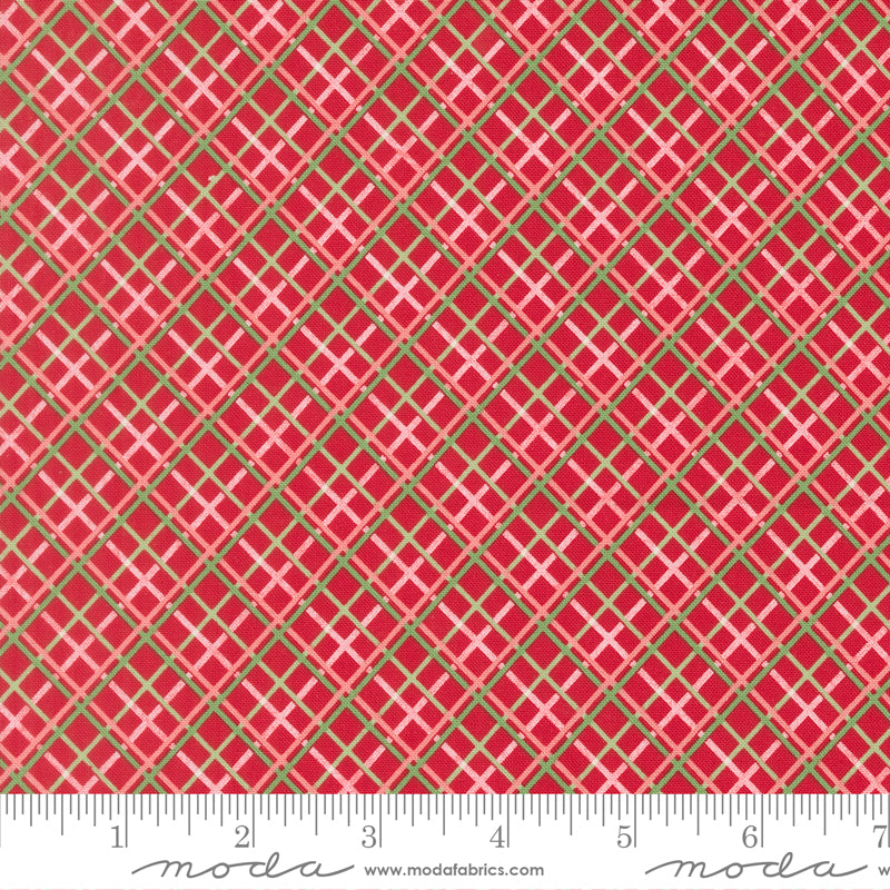 Merrily On High Christmas Red Pretty Plaid Paper Yardage by Sweetfire Road for Moda Fabrics