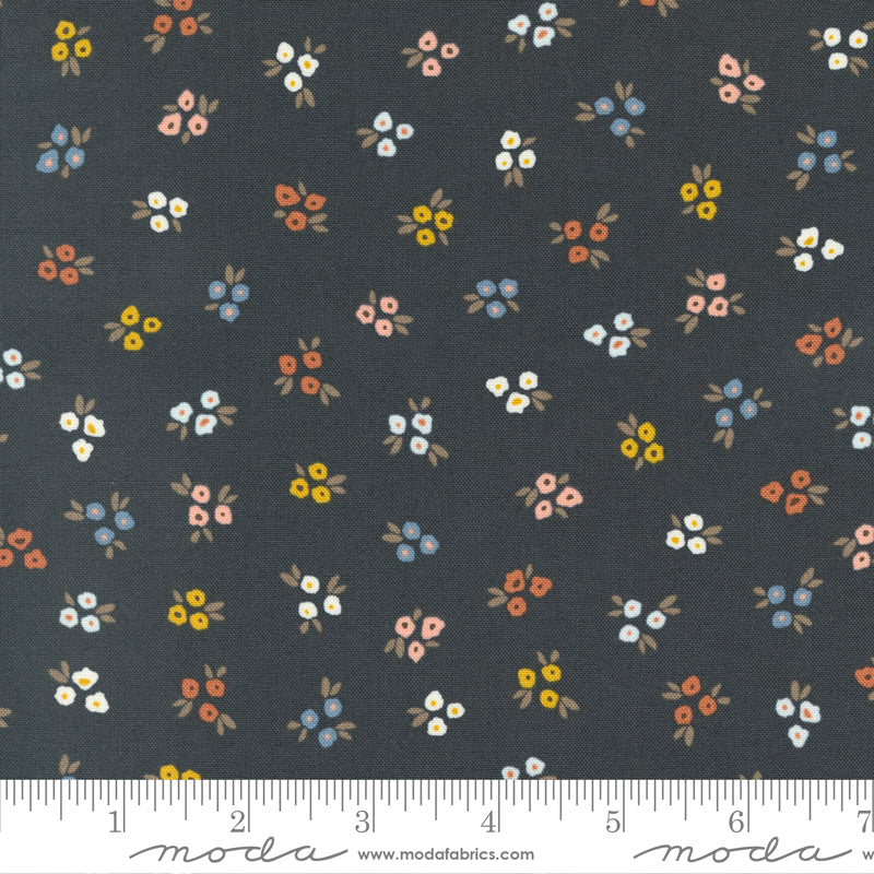 Dawn On The Prairie Charcoal Night Sweet Ditsy Yardage by Fancy That Design House for Moda Fabrics