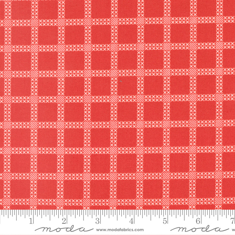 Dawn On The Prairie Poppy Fields Stitch Check Yardage by Fancy That Design House for Moda Fabrics