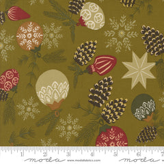 Old World Yuletide Pickle Branch and Baubles Metallic Yardage by Fancy That Design House for Moda Fabrics