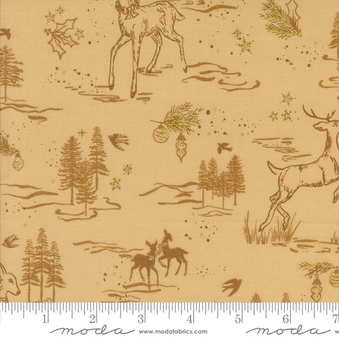Old World Yuletide Almond Oh Deer Metallic Yardage by Fancy That Design House for Moda Fabrics