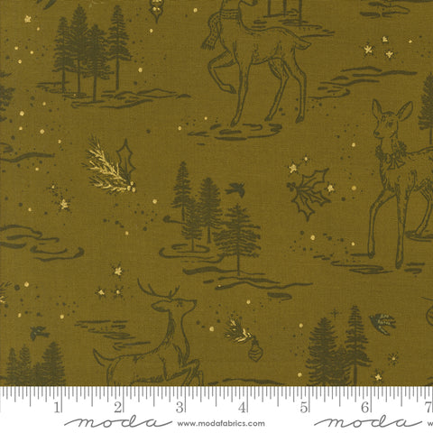 Old World Yuletide Pickle Oh Deer Metallic Yardage by Fancy That Design House for Moda Fabrics