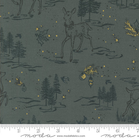Old World Yuletide Dusk Oh Deer Metallic Yardage by Fancy That Design House for Moda Fabrics