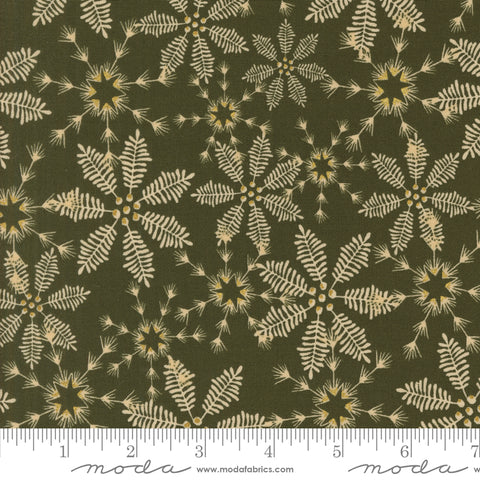 Old World Yuletide Pine Snowy Lace Metallic Yardage by Fancy That Design House for Moda Fabrics