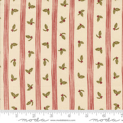 Old World Yuletide Eggshell Holly Stripe Yardage by Fancy That Design House for Moda Fabrics