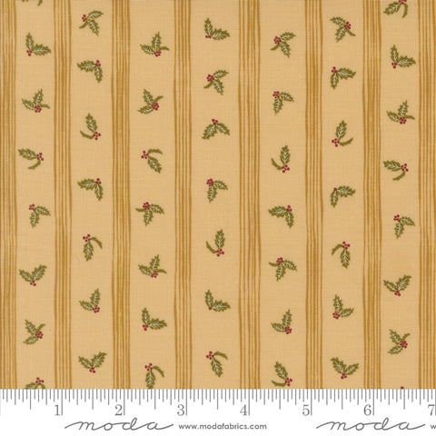 Old World Yuletide Almond Holly Stripe Yardage by Fancy That Design House for Moda Fabrics